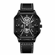 Armbanduhr im Business-Stil Schwarz Leder
