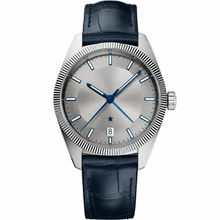 Calendar Dress Watch Silver Blue Leather 41mm